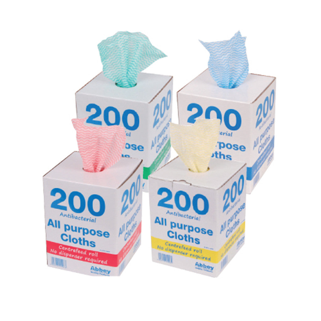 Abbey Antibacterial All Purpose Cloths - Centrefeed Dispenser Box 200