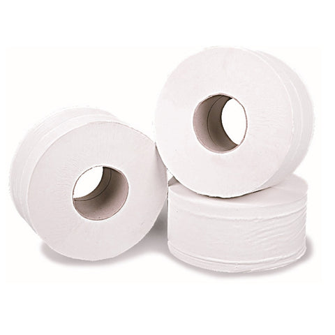 Mini Jumbo Toilet Rolls | Premium 2 Ply Tissue | Standard Core 2.25" / 57mm | 150m Roll | 12 Pack